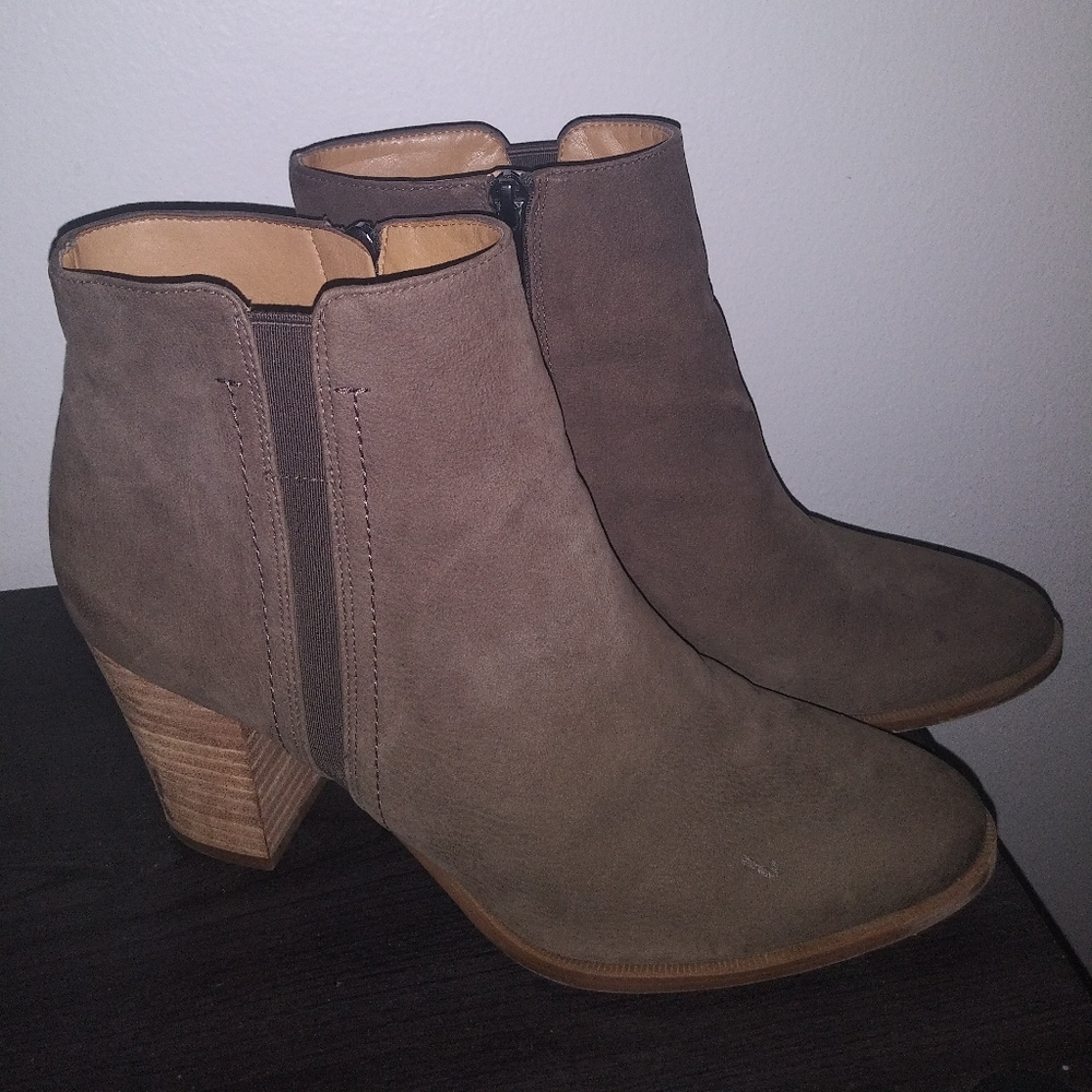 Brown Gray Suede Booties Women's Boots Size 8